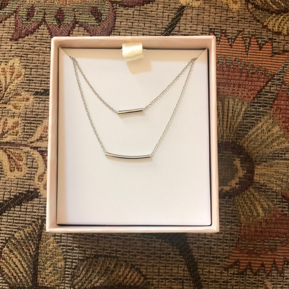 Summer & Rose Double Bar Necklace in White